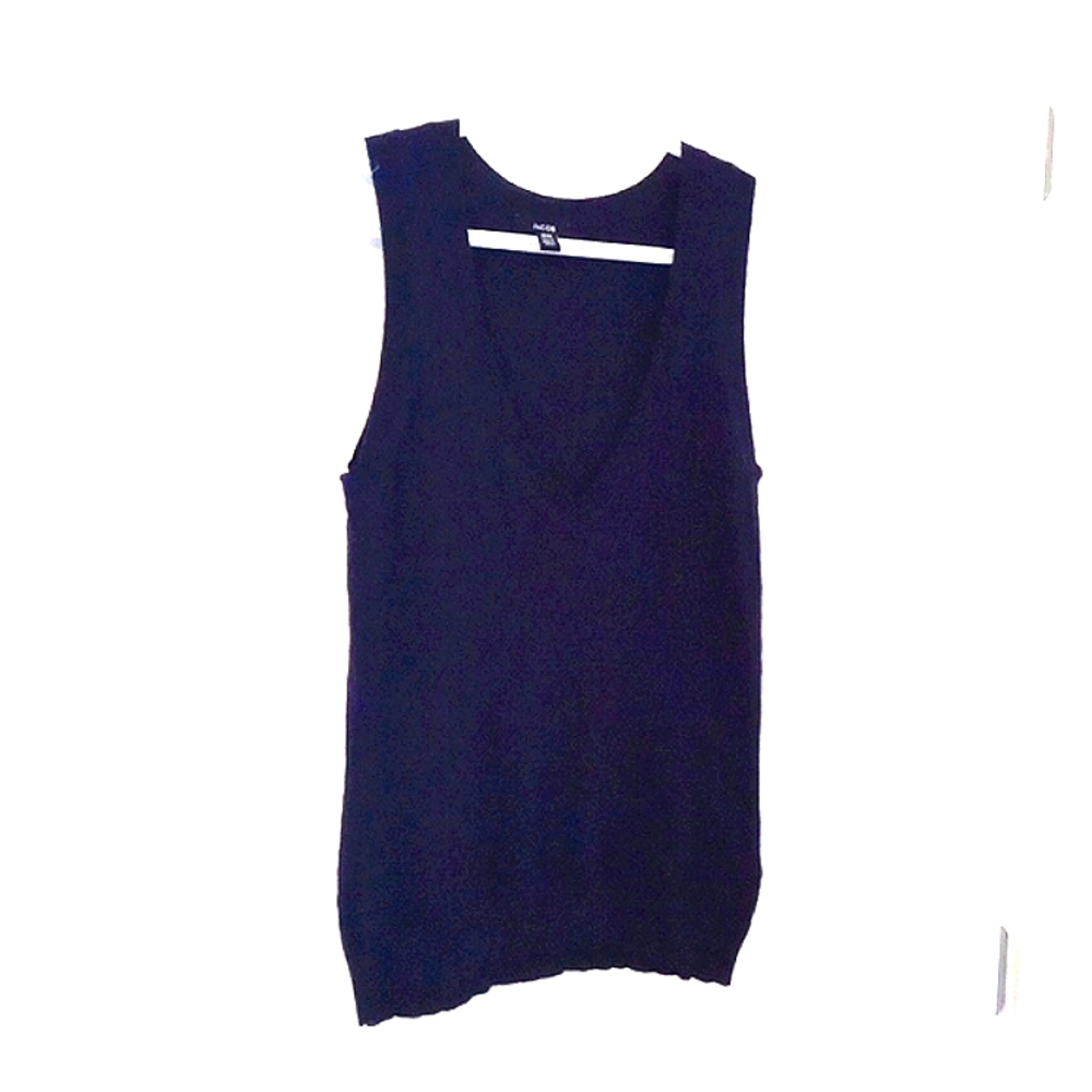 Jacob Pointelle Knit Navy Vest V-Neckline Lightweight Women Medium